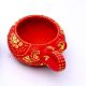 Handicraft Washable Terracotta Modern Elephant Diya Tealight T-Light Holder - Red